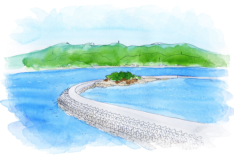 堤防と松島